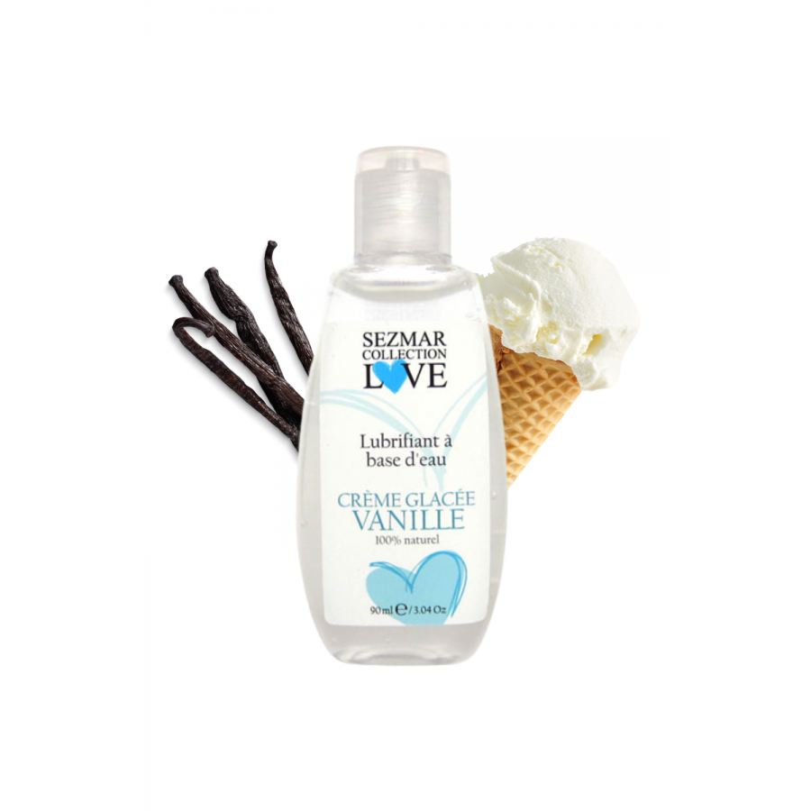 Lubrifiant à base d'eau 100% naturel Crème glacée vanille 90 ml - SEZ080 Lubrifiant à base d'eau 100% naturel Crème glacée vanille 90 ml - SEZ080