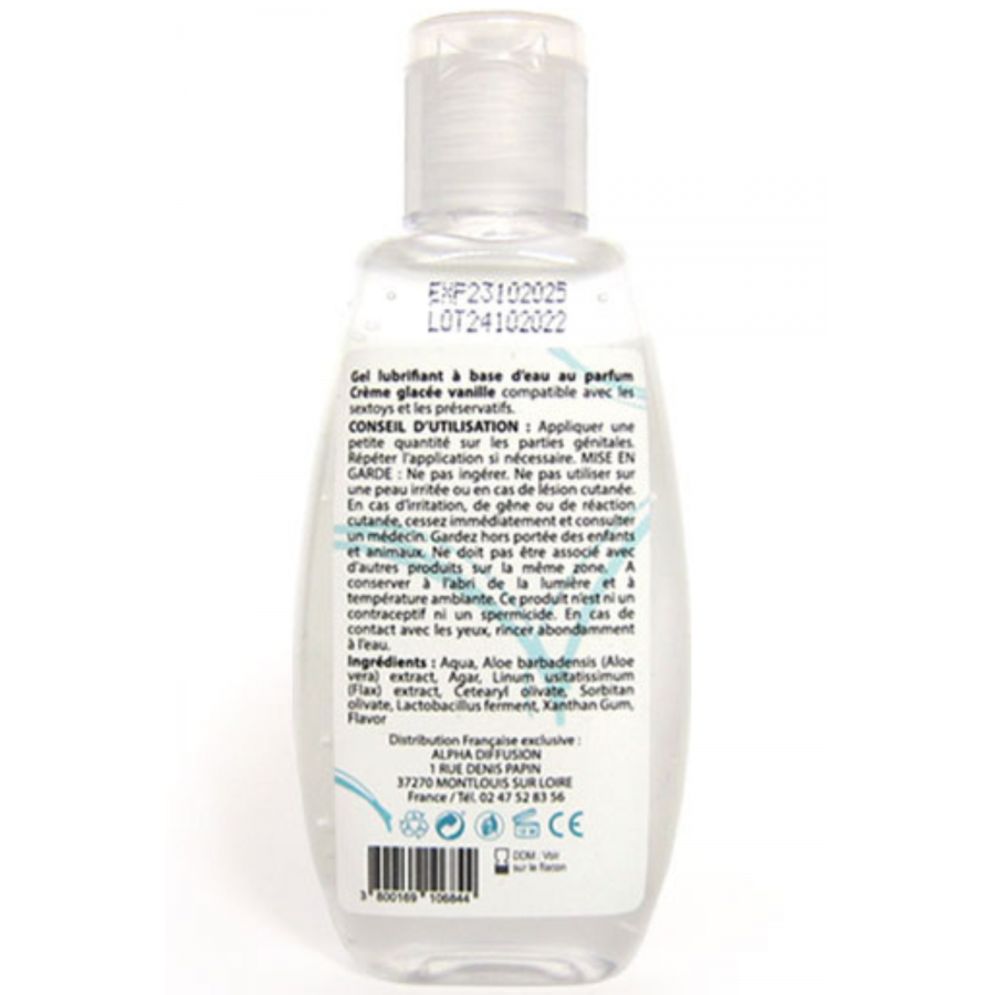 Lubrifiant à base d'eau 100% naturel Crème glacée vanille 90 ml - SEZ080