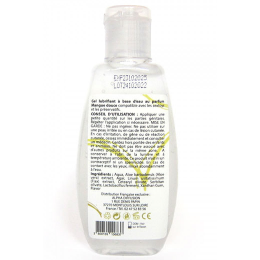 Lubrifiant à base d'eau 100% naturel Mangue Douce 90 ml - SEZ079 Lubrifiant à base d'eau 100% naturel Mangue Douce 90 ml - SEZ079