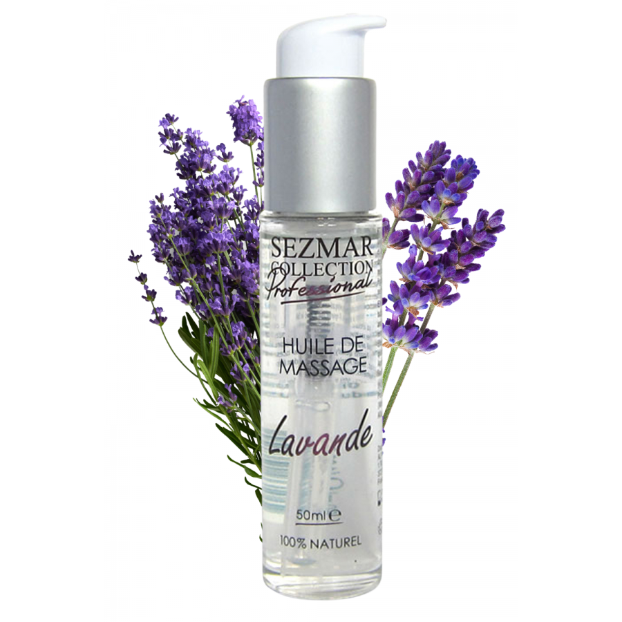 Huile de massage professionnelle Lavande 100% naturelle 50 ml - SEZ093 Huile de massage professionnelle Lavande 100% naturelle 50 ml - SEZ093