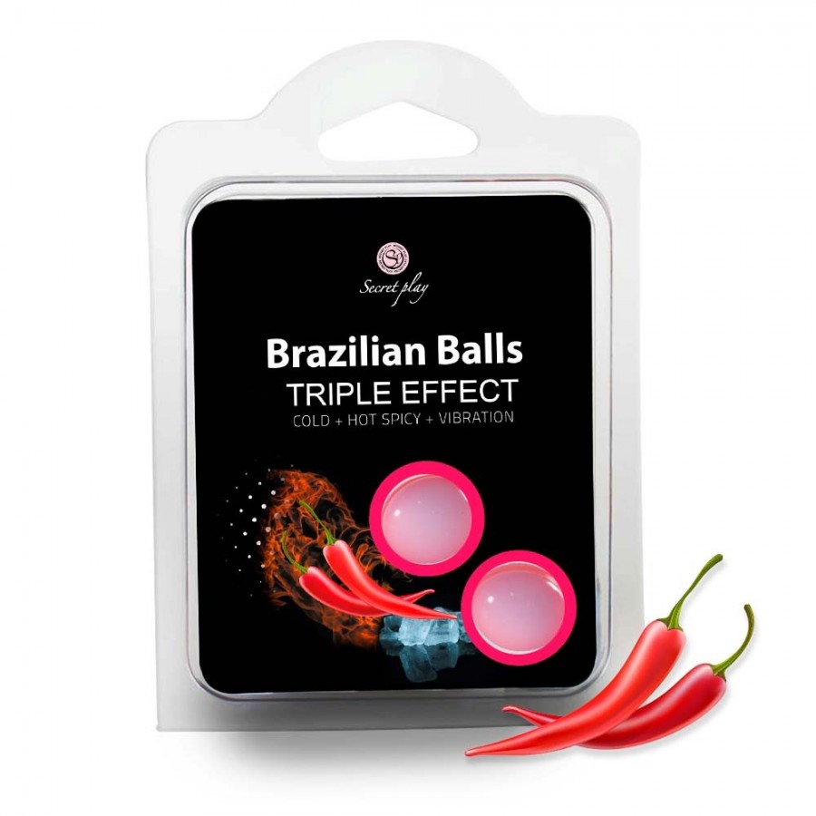 2 boules de massage brésiliennes triple effet froid, chaud et vibration - BZ3699 2 boules de massage brésiliennes triple effet froid, chaud et vibration - BZ3699