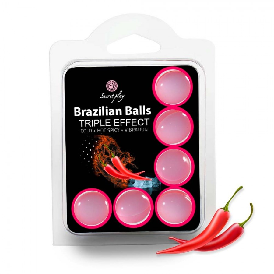 6 boules de massage brésiliennes triple effet froid, chaud et vibration - BZ3699-1 6 boules de massage brésiliennes triple effet froid, chaud et vibration - BZ3699-1