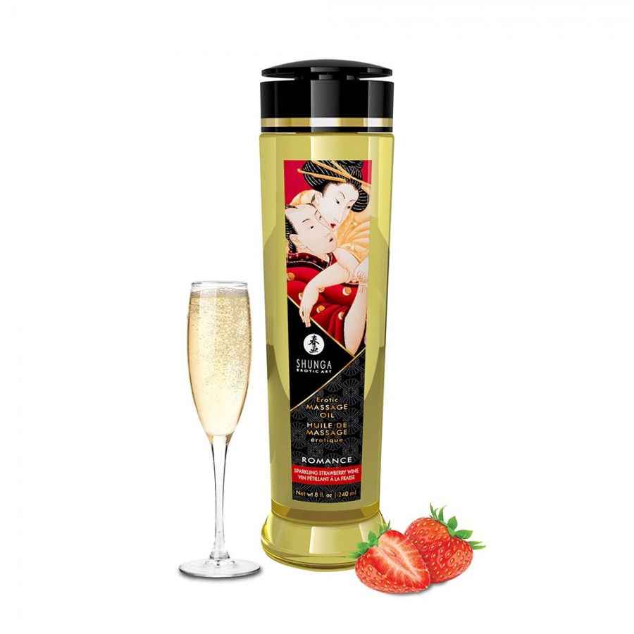Huile de massage aphrodisiaque fraise vin pétillant 240ml - CC1208 Huile de massage aphrodisiaque fraise vin pétillant 240ml - CC1208