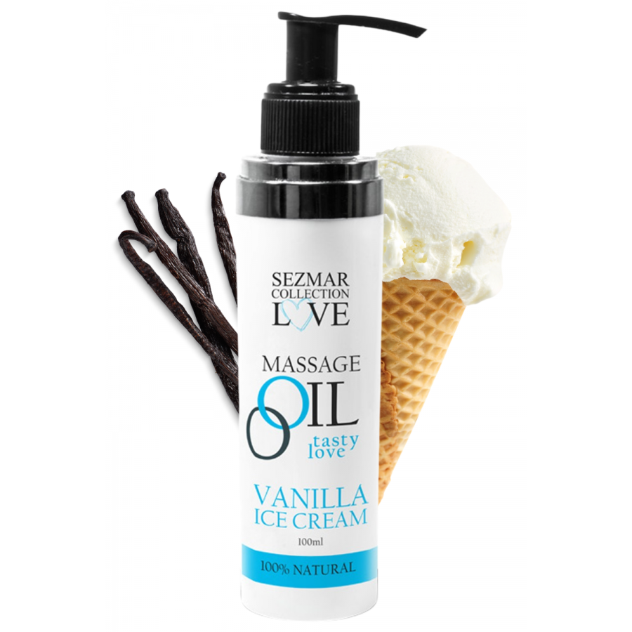 Huile de massage comestible Vanille glacée 100ml 100% naturelle - SEZ063A