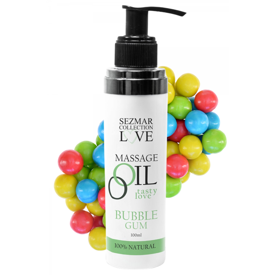 Huile de massage comestible bubble gum 100ml 100% naturelle - SEZ051A Huile de massage comestible bubble gum 100ml 100% naturelle - SEZ051A