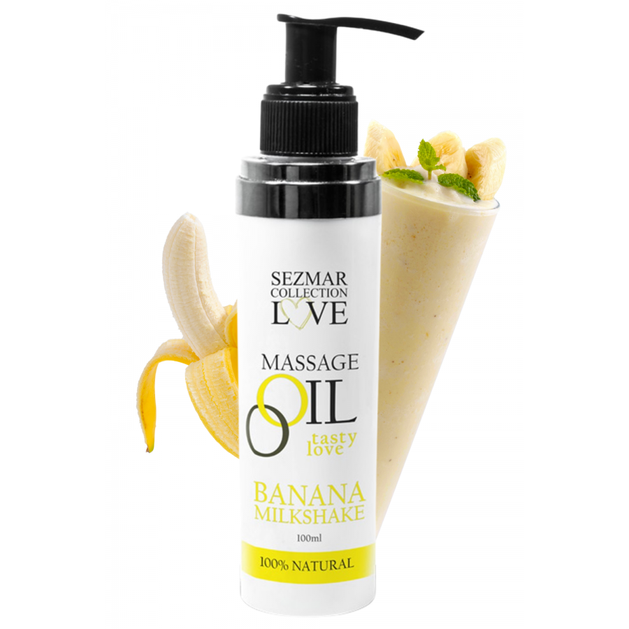 Huile de massage comestible milkshake banane 100ml 100% naturelle - SEZ001A Huile de massage comestible milkshake banane 100ml 100% naturelle - SEZ001A