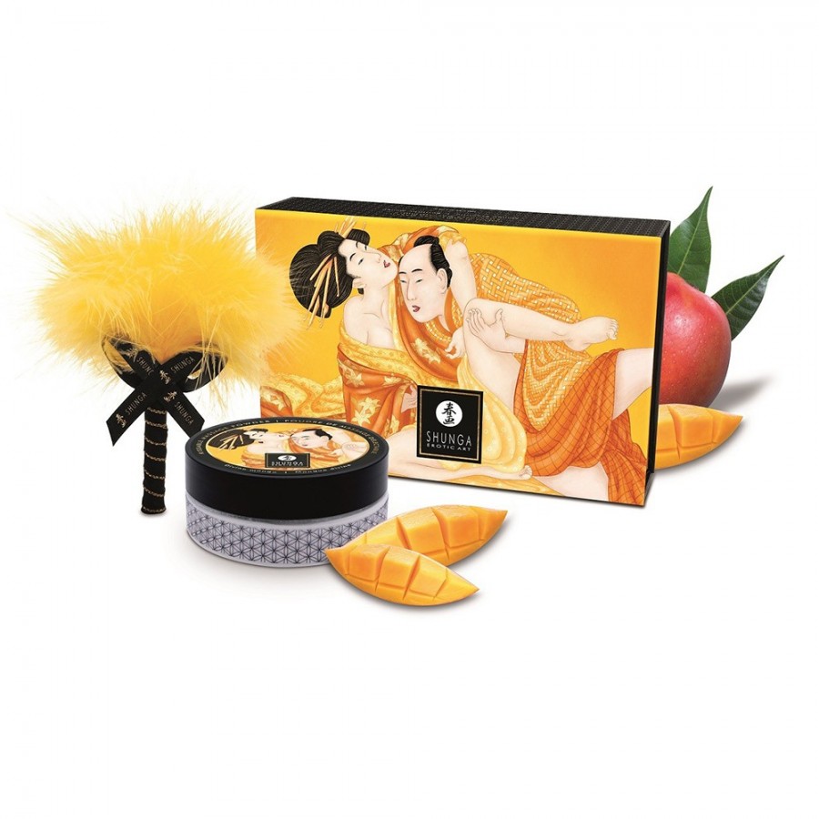 Mini Coffret poudre corporelle mangue et plumeau assorti - CC1035 Mini Coffret poudre corporelle mangue et plumeau assorti - CC1035
