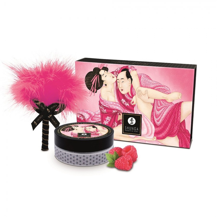 Mini Coffret poudre corporelle framboise et plumeau assorti - CC1101 Mini Coffret poudre corporelle framboise et plumeau assorti - CC1101