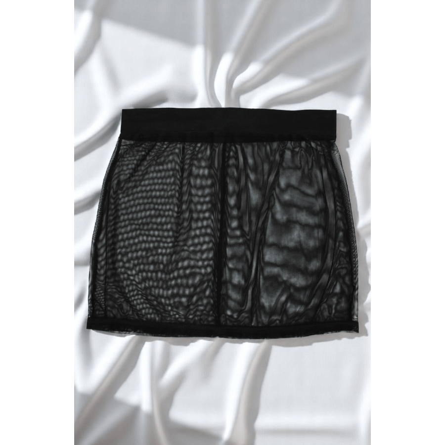 Jupe noire en résille transparente Maya - LSN1