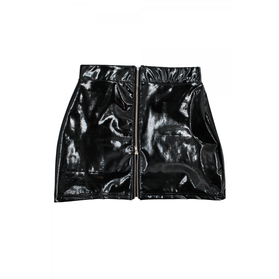 Jupe noire en simili cuir avec zip Lara - LSL6-S