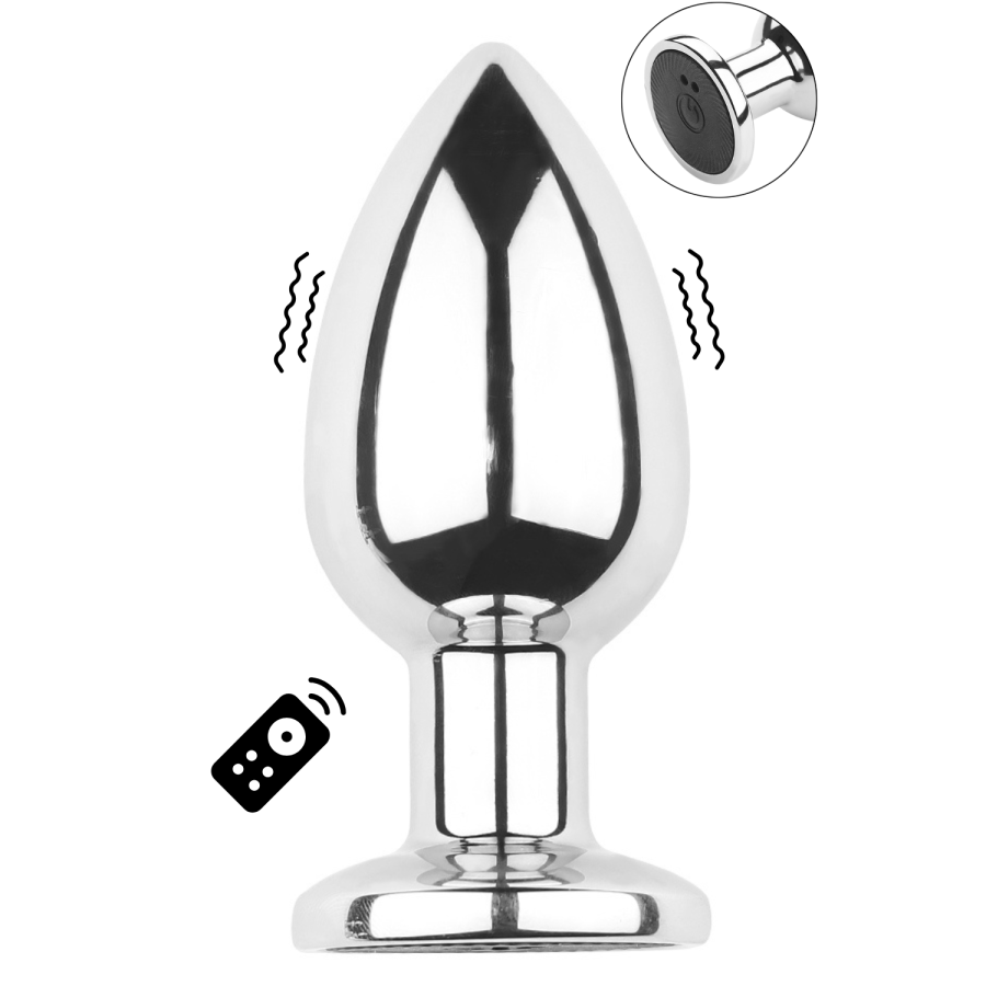 Plug vibrant acier inoxydable anal taille M avec télécommande, USB - RY-207-M