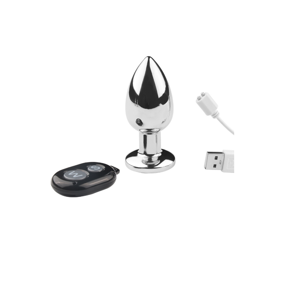 Plug vibrant acier inoxydable anal taille M avec télécommande, USB - RY-207-M