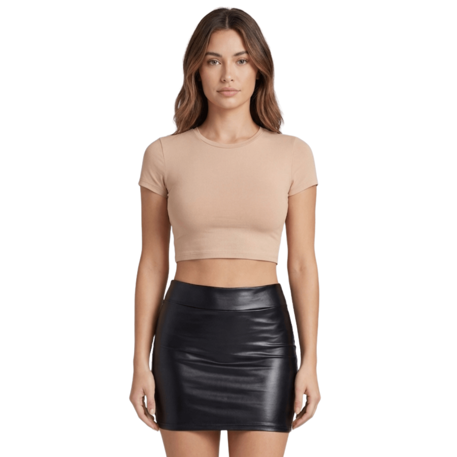 Jupe noire en simili cuir mat Sifia - LSL5-S