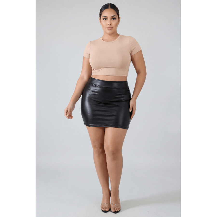 Jupe noire en simili cuir mat Sifia - LSL5-S