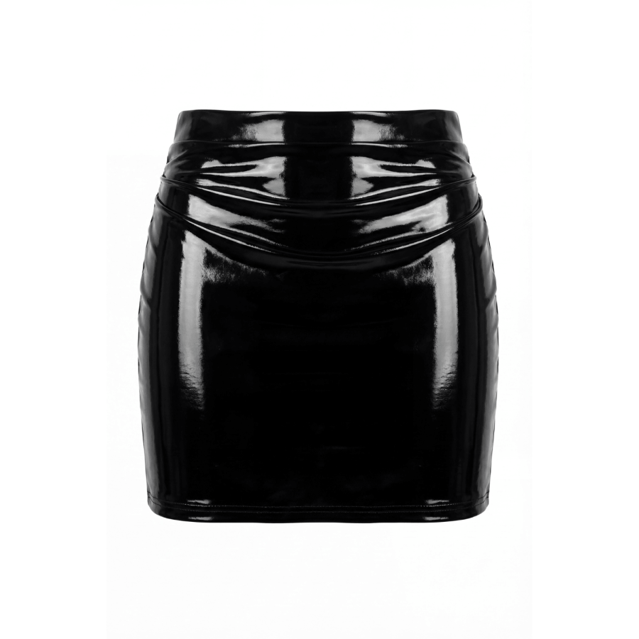 Jupe noire en simili cuir avec zip Lara - LSL6-S