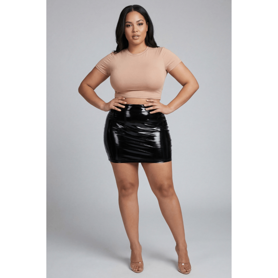 Jupe noire en simili cuir avec zip Lara - LSL6-S