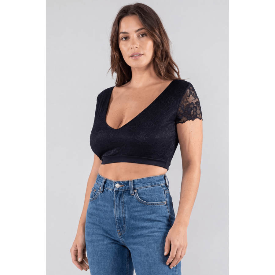 Top court noir bi matière réversible - LTK2-BLK