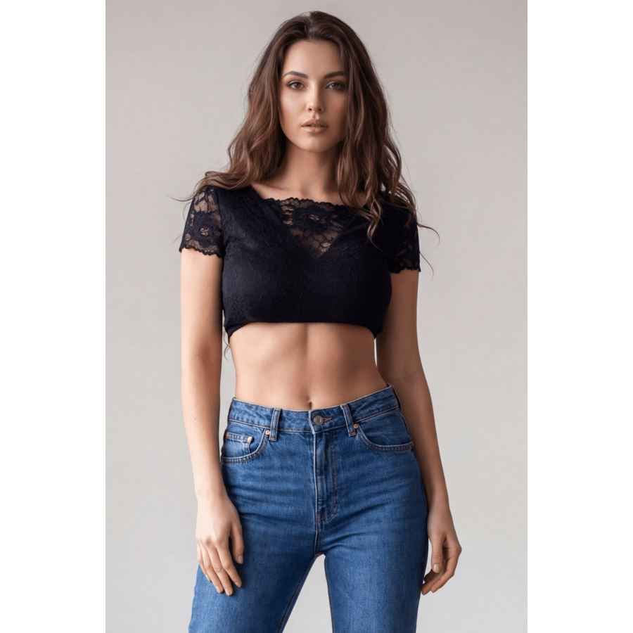 Top court noir bi matière réversible - LTK2-BLK