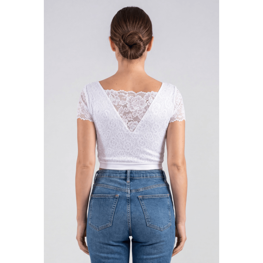 Top sexy court blanc bi matière réversible - LTK2-WHT