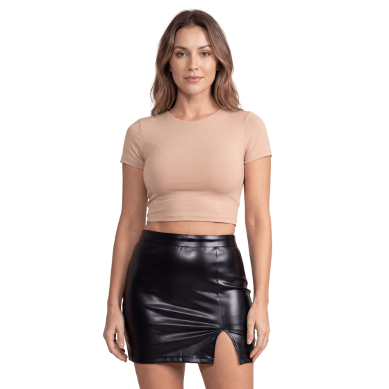 Jupe sexy courte noire wetlook Alessia - LSL4-SBLK