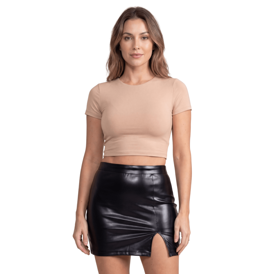 Jupe sexy courte noire wetlook Alessia - LSL4-SBLK
