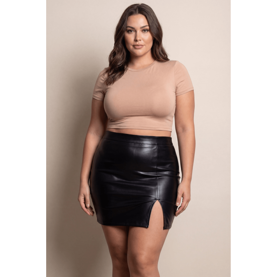 Jupe sexy courte noire wetlook Alessia - LSL4-SBLK