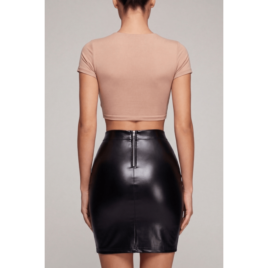 Jupe sexy longue noire wetlook Inaya - LSL4-LBLK
