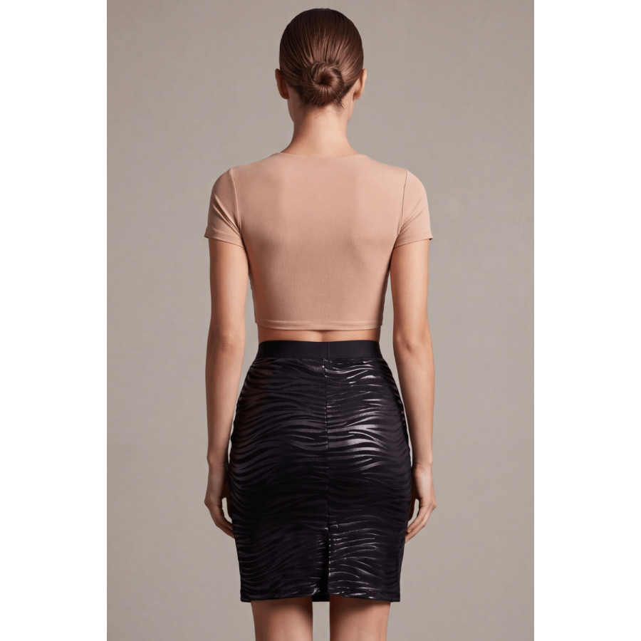 Jupe longue noire imprimé zébré Emma - LSS2-LBLK