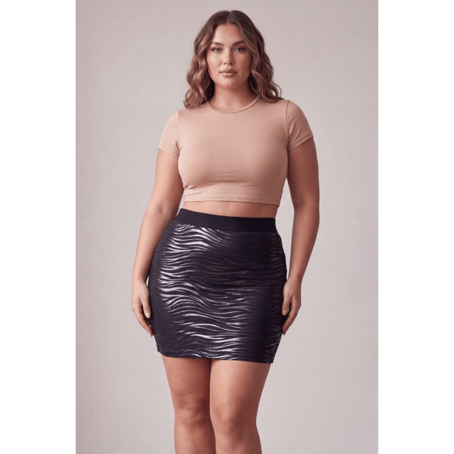 Jupe longue noire imprimé zébré Emma - LSS2-LBLK