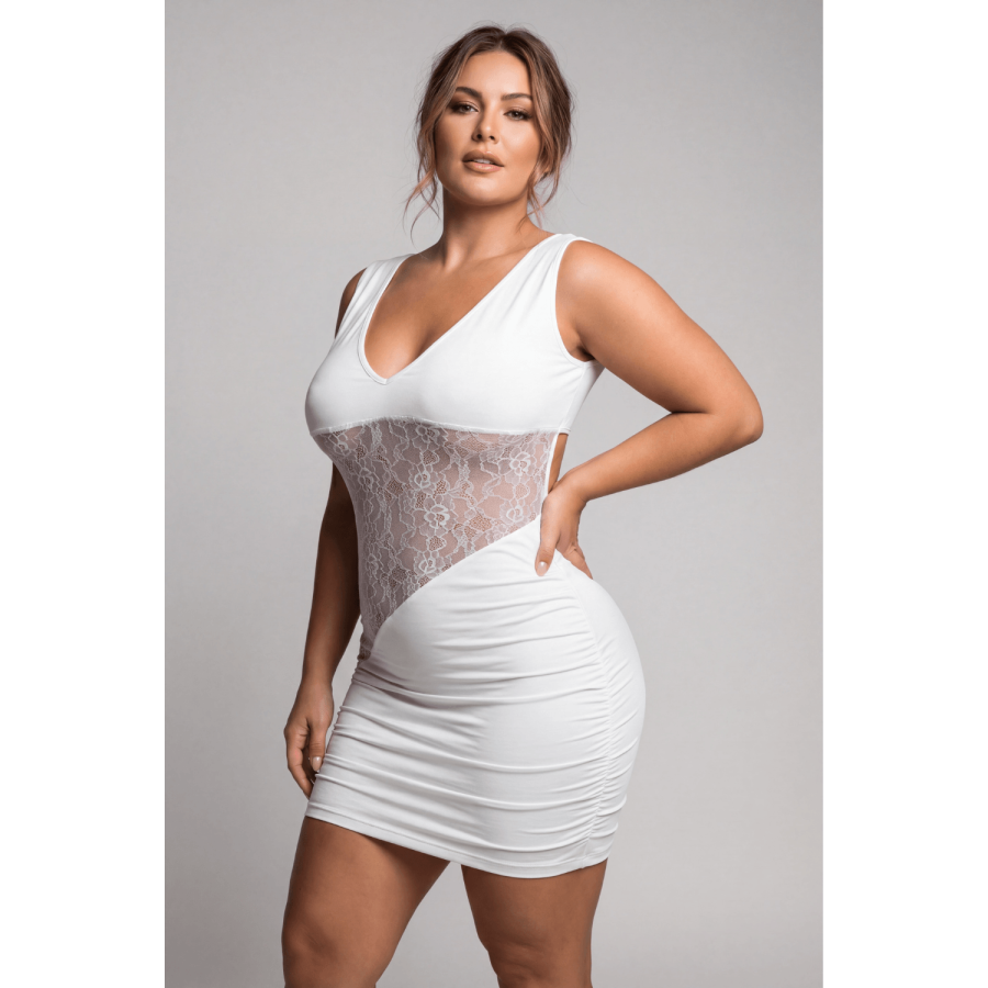 Robe blanche large décollectée Olivia - LDR4WHT