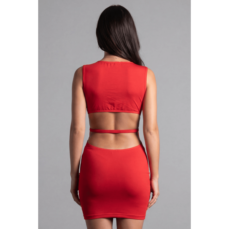 Robe rouge large décollectée Olivia - LDR4RED