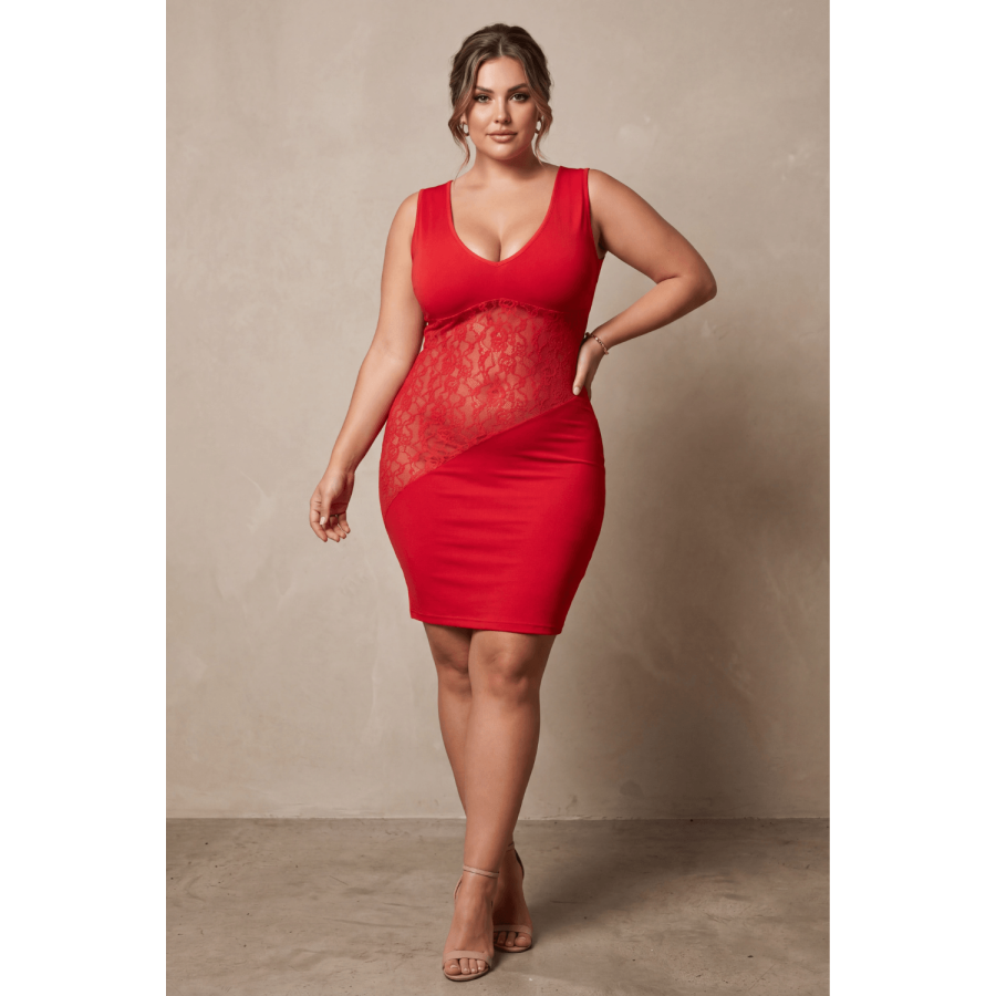 Robe rouge large décollectée Olivia - LDR4RED