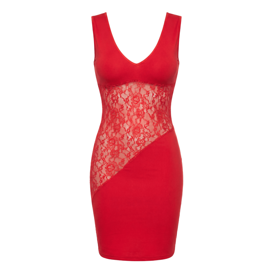 Robe rouge large décollectée Olivia - LDR4RED