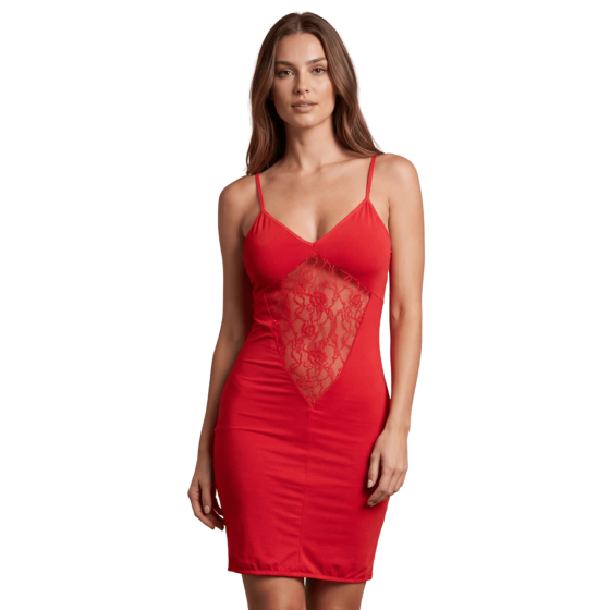Robe décollectée rouge Emilia - LDR11RED