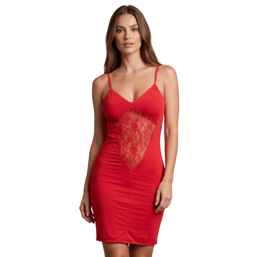 Robe décollectée rouge Emilia - LDR11RED