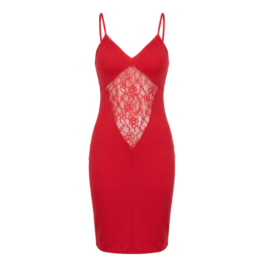 Robe décollectée rouge Emilia - LDR11RED