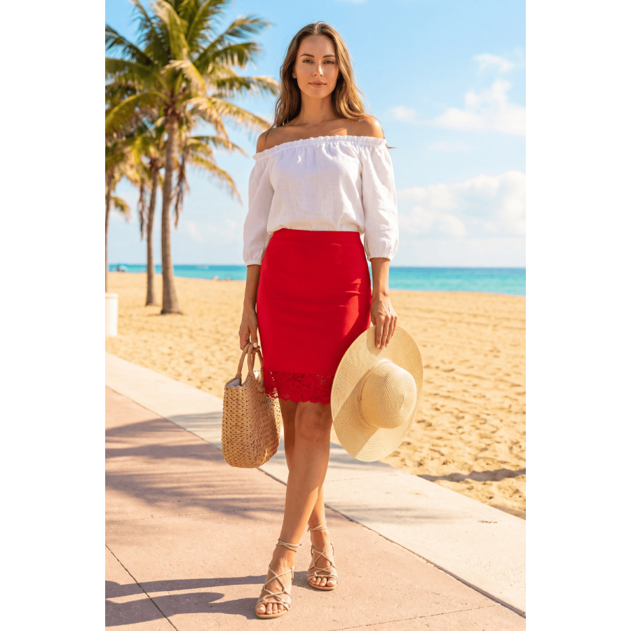 Jupe longue rouge Maria - LSK1-LRED