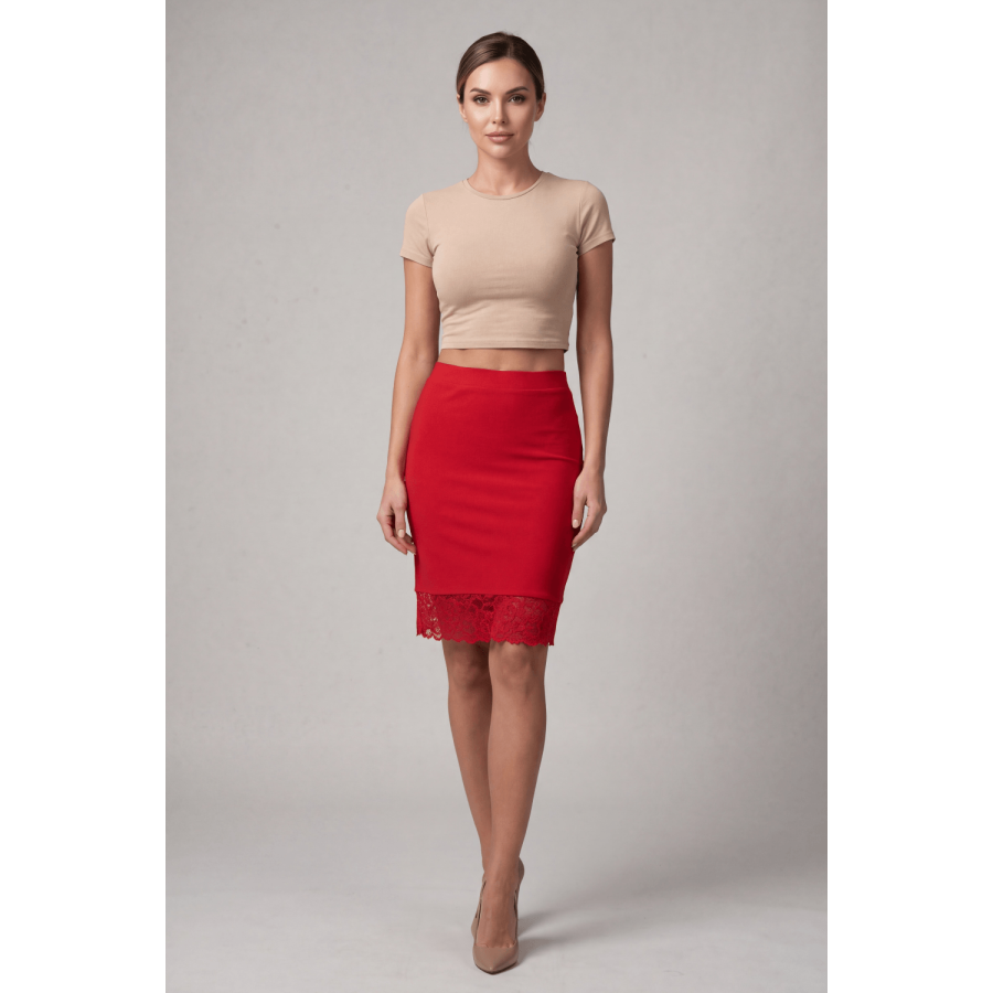 Jupe longue rouge Maria - LSK1-LRED
