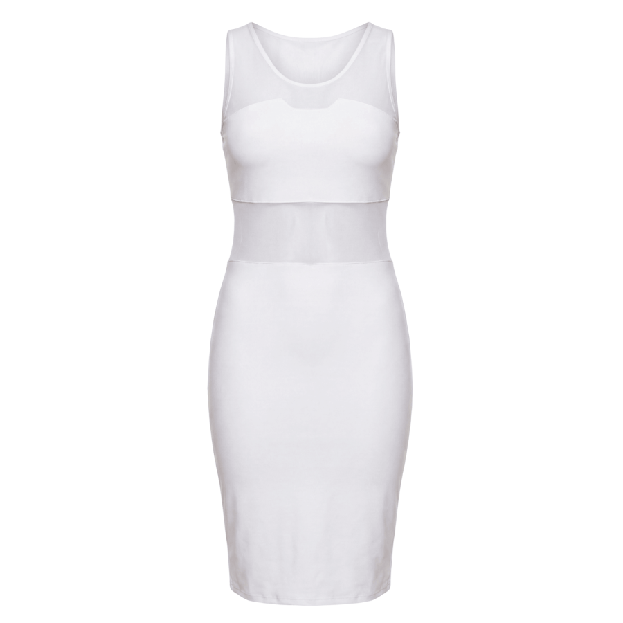 Robe sensuelle et habillée avec maille transparente blanche - LDP1WHT