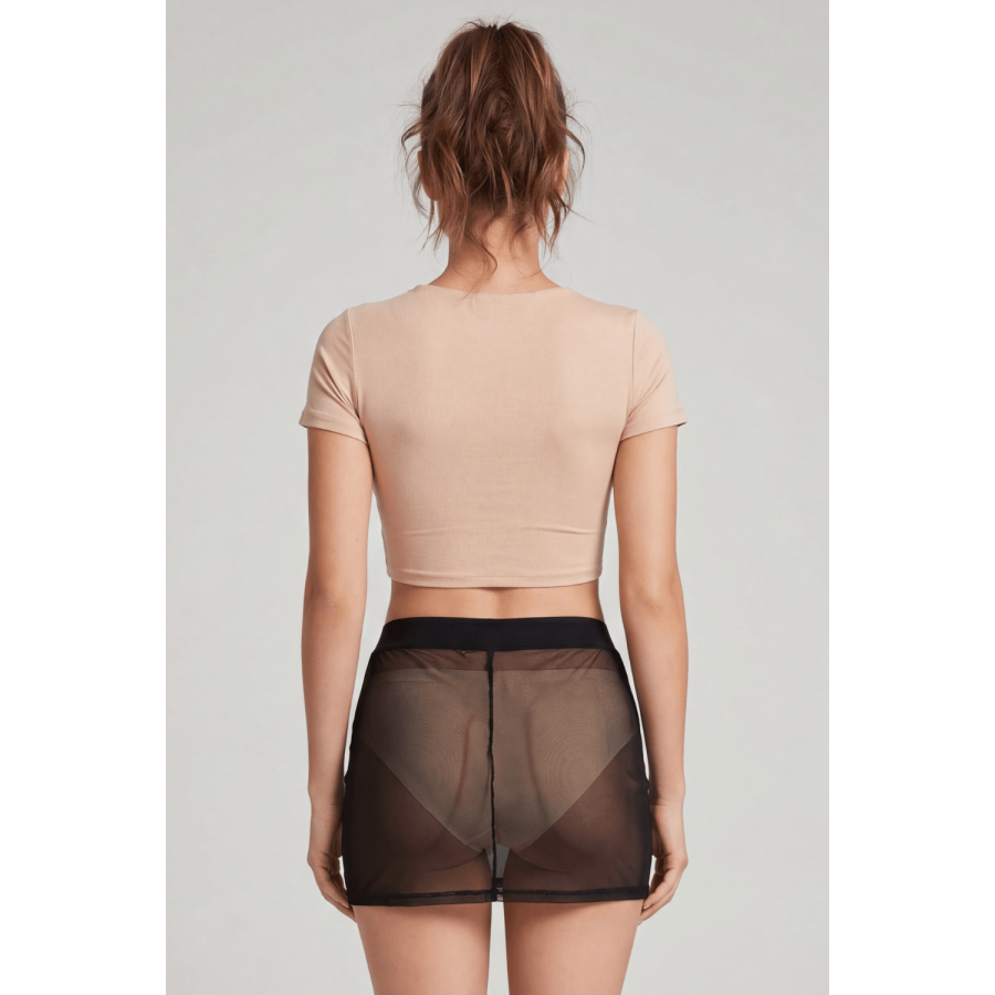 Jupe noire en résille transparente Maya - LSN1