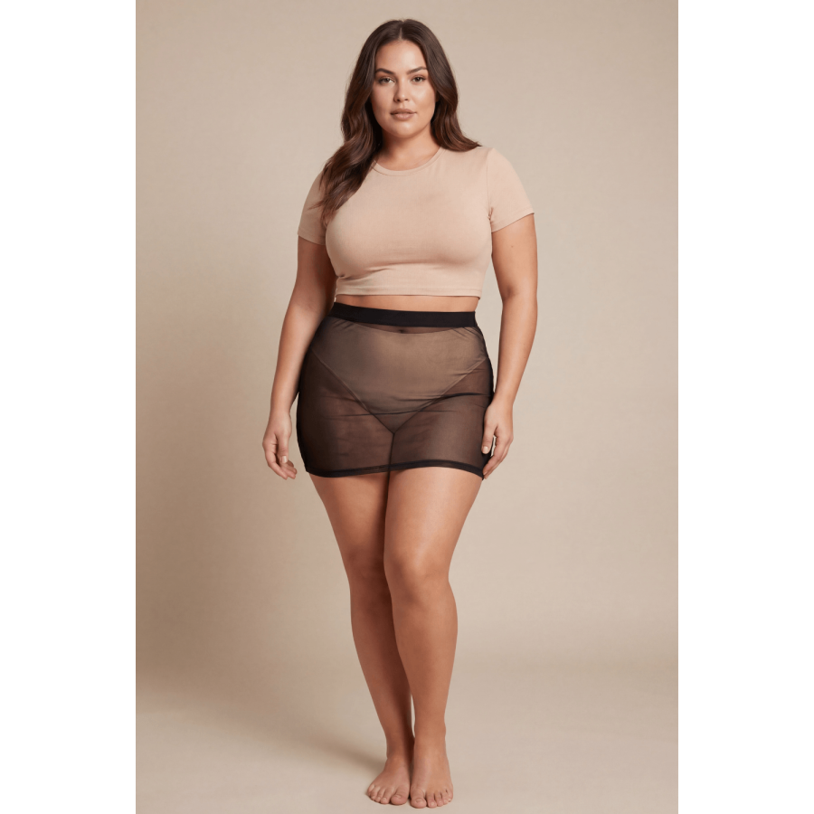 Jupe noire en résille transparente Maya - LSN1