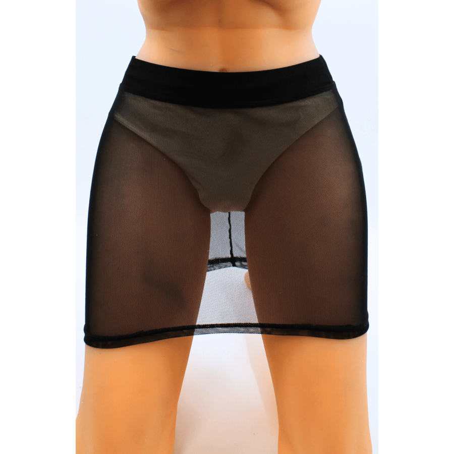 Jupe noire en résille transparente Maya - LSN1
