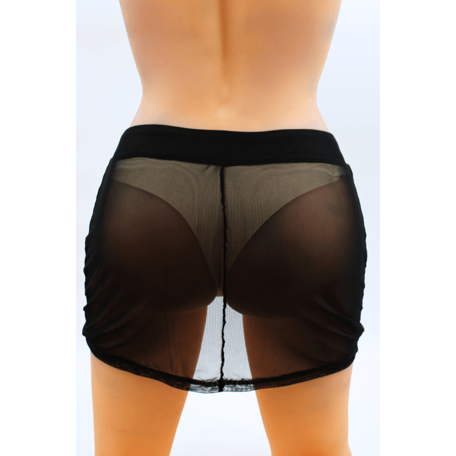 Jupe noire en résille transparente Maya - LSN1