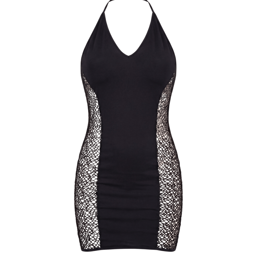 Robe sexy décolletée dos nu et résille - LDR5