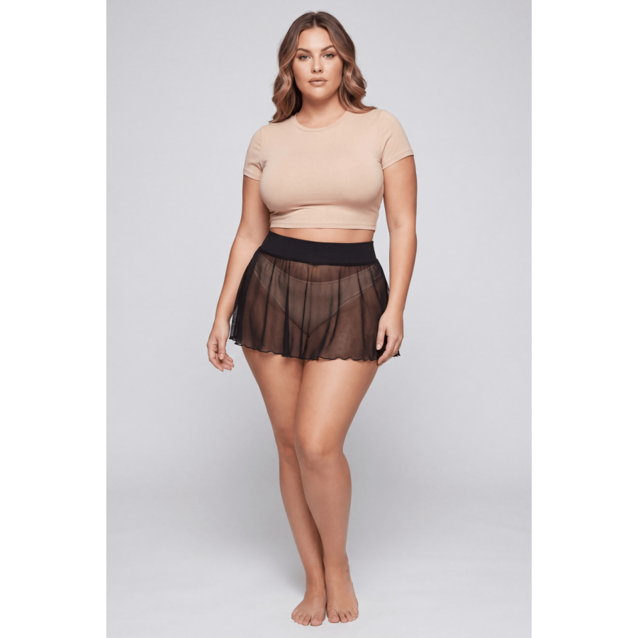 Mini jupe noire en résille transparente Stella - LSN3