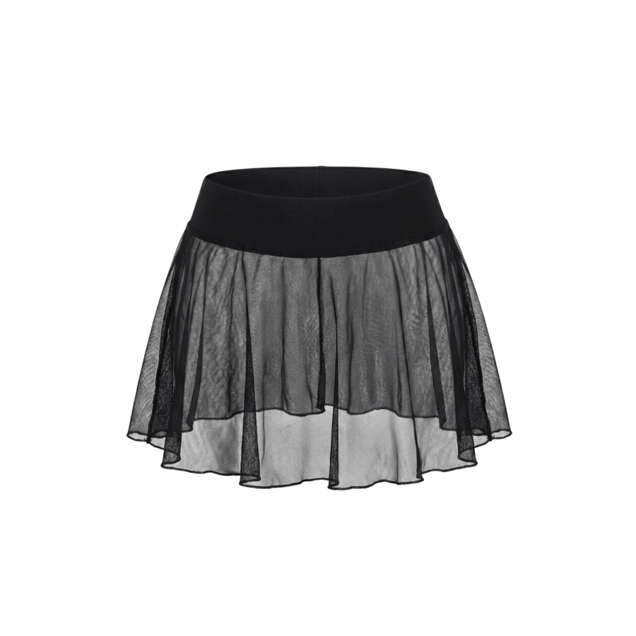 Mini jupe noire en résille transparente Stella - LSN3