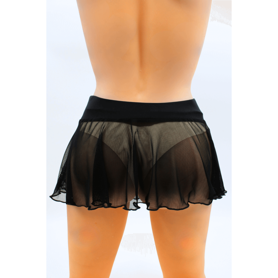 Mini jupe noire en résille transparente Stella - LSN3