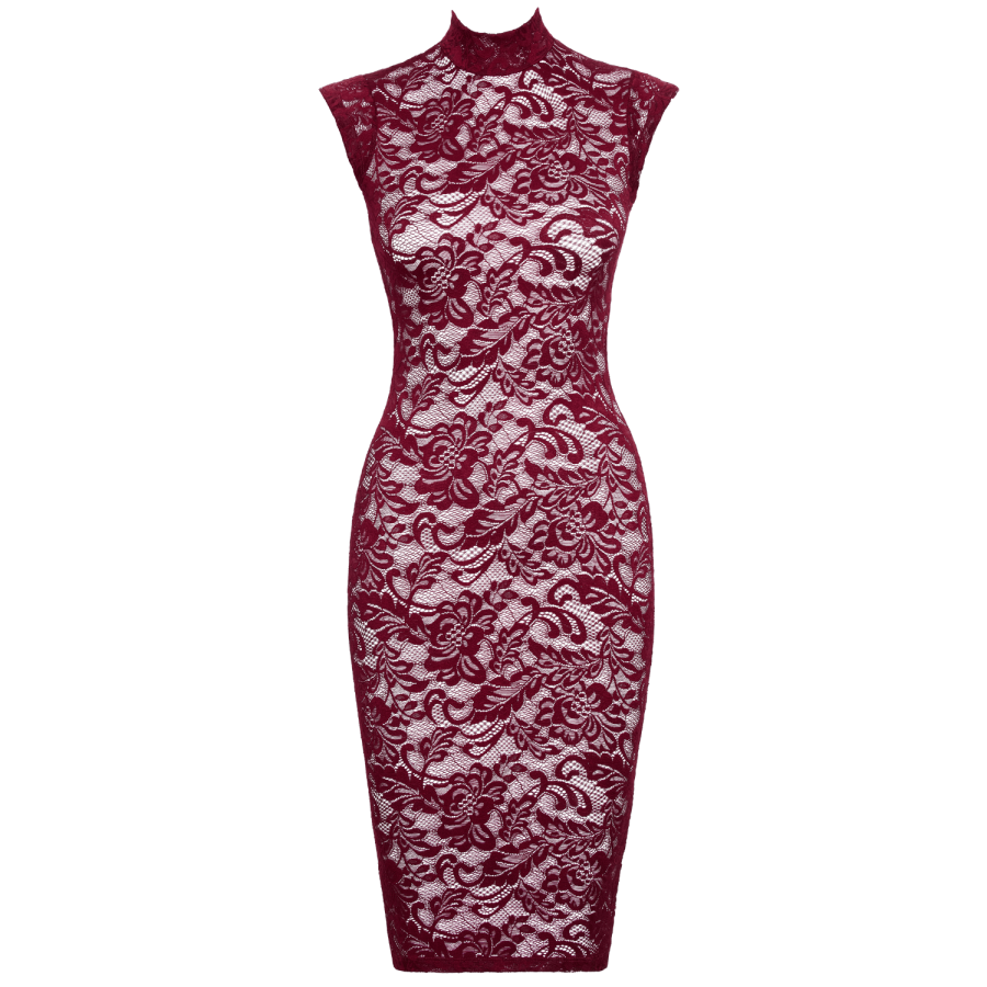 Robe moulante en dentelle rouge bordeaux - Cottelli