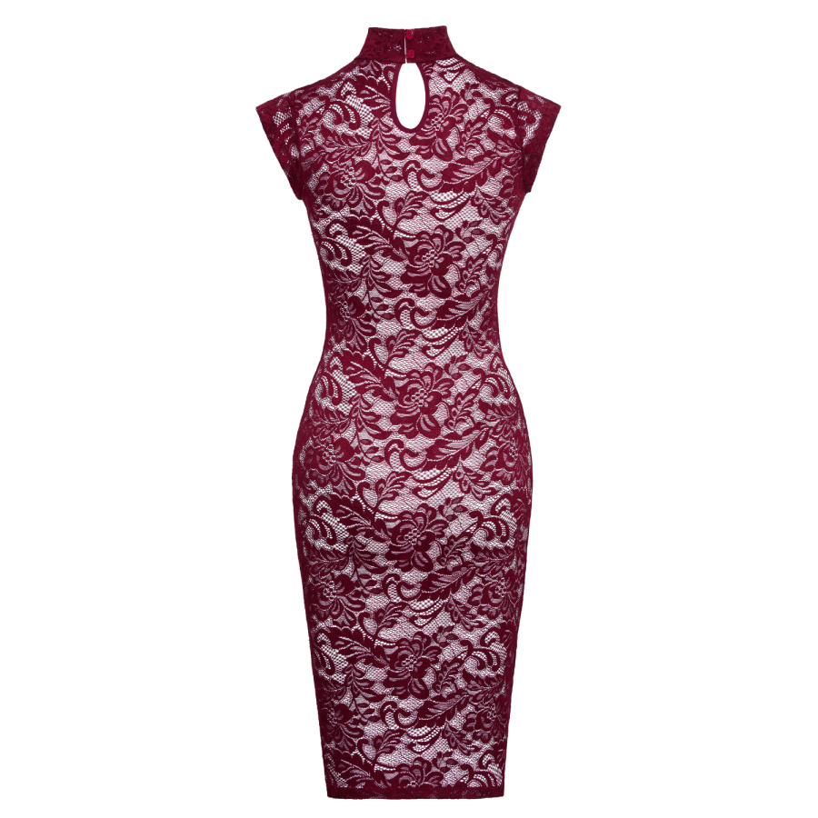 Robe moulante en dentelle rouge bordeaux - Cottelli
