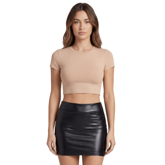 Jupe noire en simili cuir mat Sifia - LSL5-S